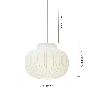 Minimalist Style Pendant Ceiling Lights 1-Light White Hanging Lamp with Lantern Shade