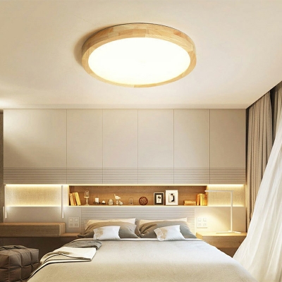 Modern Minimalist Geometric Round Ultra-thin Solid Wood Ceiling Lamp Adjustable Lights
