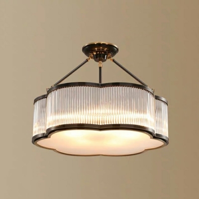 Modern Style Drum Shaped Semi Flush Mount Light Crystal 5 Light Ceiling Light for Bedroom