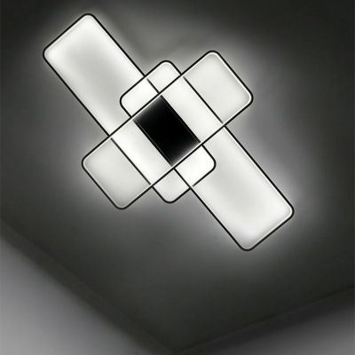 Modern Style Rectangle Flush Mount Light Metal 3 Light Ceiling Light for Living Room