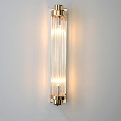 Modern Style Wrought Iron Wall Sconce Light Gold Rectangular Wall Light with Crystal Shade for Bedroom