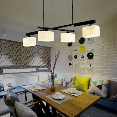Post-Modern Molecule Island Lighting Kitchen Bar Dining Room 4 Bulbs Pendant Lamp with White Oval Shade