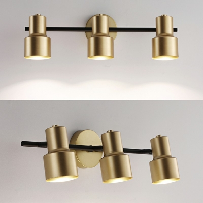 Post Modern Style 2/3 Heads Wall Sconce Light Gold Wrought Iron Rotatable Bathroom Wall Light