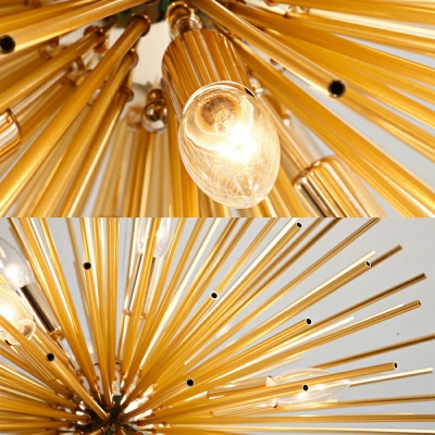 Postmodern Style Dandelion Chandelier 12 Lights Metal Restaurant Bar Pendant Light in Gold