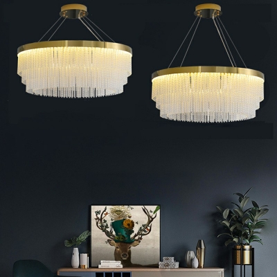 Round Shape Hanging Lights Crystal Hanging Light Kit for Living Room Dining Room