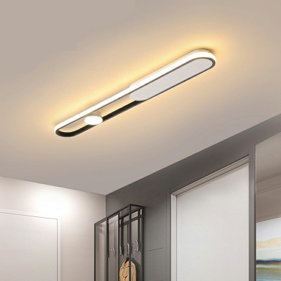 Seamless Connection Oval Fixture Black-White Arcylic LED Office Meeting Room Modern Linear Ceiling Flush Light