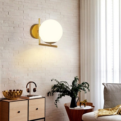 Single Light Glass Orb Wall Lighting Modern LED Sconce Lighting with Right Angle Arm