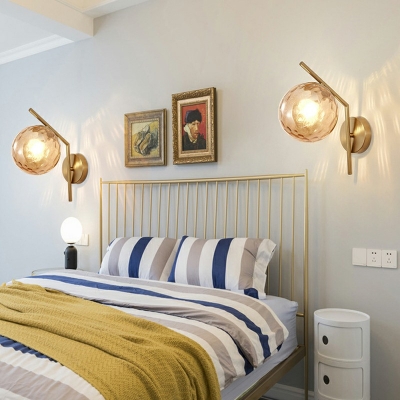 Spherical Wall Lamp Minimalist Glass Wall Sconce Lighting Single Light for Girls' Bedroom