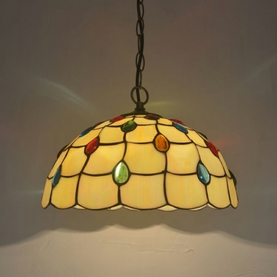 Stained Glass Pendant Light Single Bulb Tiffany Style Hanging Light for Villa