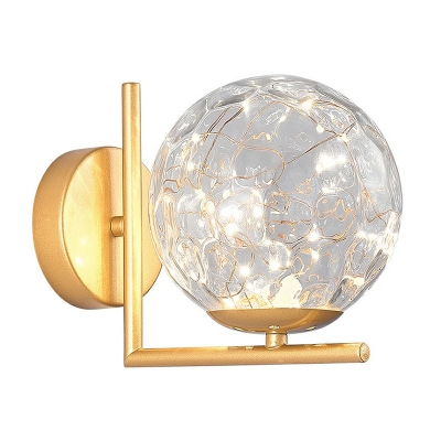 Warm Light Glass Orb Wall Lighting Modern LED Sconce Lighting with Right Angle Arm
