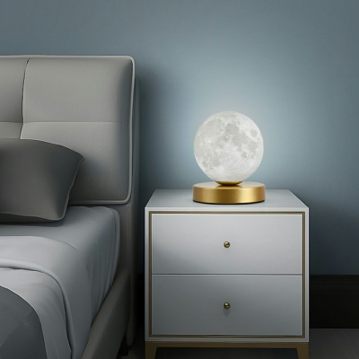 1 Light Bedroom Table Lighting Modernist Nightstand Lamp with Globe Saturn Glass Shade