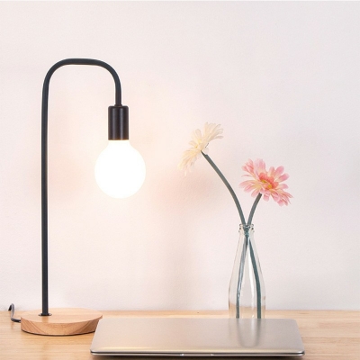 1 Light Exposed Bulb Table Light Modern Gooseneck Nightstand Lamp for Sleeping Room Study Room