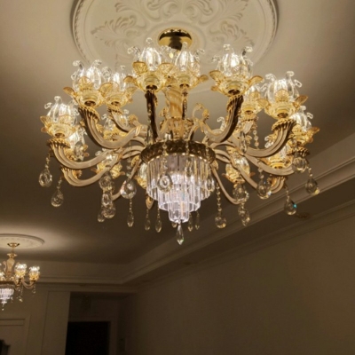 15 Lights European Style Pendant Light Crystal LED Royal Hanging Light for Living Room