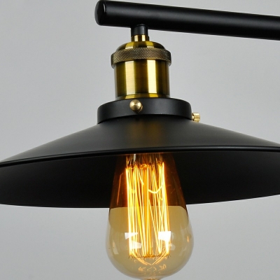 2 Lights Industrial Metal Pendant Lighting Cone Hanging Lamp in Black