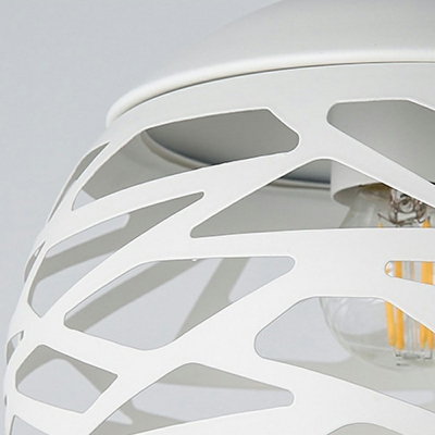 Adjustable Height White Iron Hanging Light Globe Shade Pendant Light for Living Room