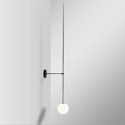 Ball Sconce Light Fixture Modern Glass Shade Wall Mount Light for Corridor with Pencil Arm