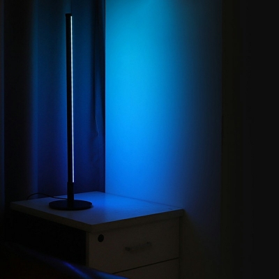 Black Linear Acrylic Night Table Light Modern Integrated LED Nightstand Lamp in RGB Light for Bedroom