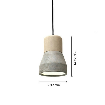Child's Bedroom Pendant Light Single Head Cement & Wood Hanging Lamp for Hallway