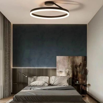 Circle Flush Mount Lamp Modern Contracted Metal and Arcylic Shade Ceiling Light for Living Room