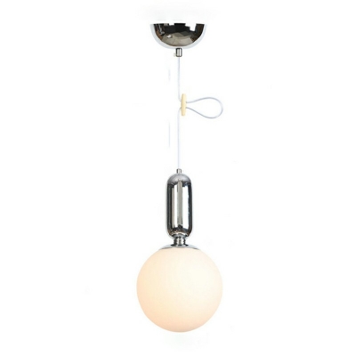 Contemporary Ball Pendant Ceiling Light White Glass 1 Head Dining Room Hanging Lamp