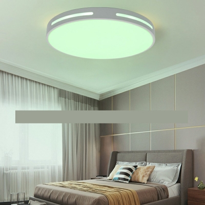 Contemporary Metal Ceiling Light White Drum Acrylic Shade RGB LED Light Ceiling Mount Flush
