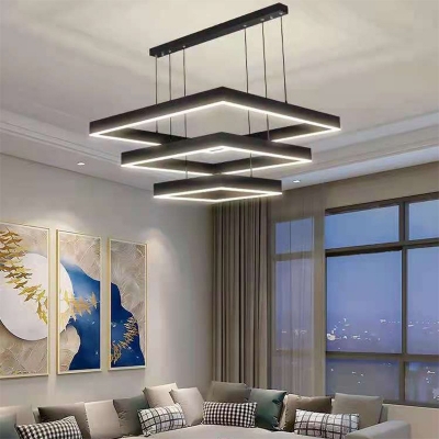Contemporary Style Metal LED Hanging Lamp Three-tier Pendant Lighting Fixtures for Living Room