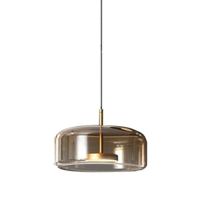 Cylinder Glass LED Pendant Light Modern Style Minimalisma Hanging Light for Bedroom Dinning Room