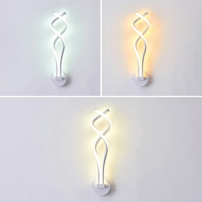 Decorative Modern Curved Wall Light White Metal Curl Led 3 Colors Light Wall Sconce Indoor Home Wall Lighting