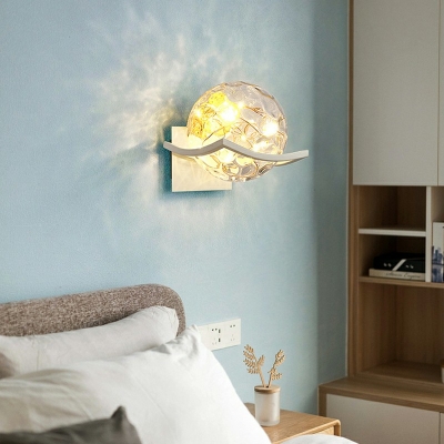 Glass Spherical Sconce Light Contemporary Warm Light Wall Mount Lighting with Bracket