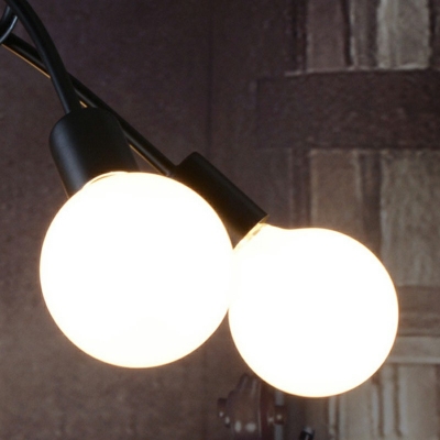 Industrial Style Sputnik Shaped Semi Flush Mount Light Metal 5 Light Ceiling Light for Bedroom