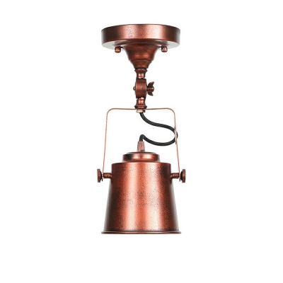 Industrial Vintage Style Cone Shade Semi Flush Mount Light Adjustable Metal 1 Light Ceiling Mount