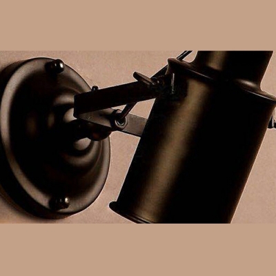 Industrial Wrought Iron 1 Light Cylinder Shade Wall Sconce in Black for Barn Farmhouse Porch