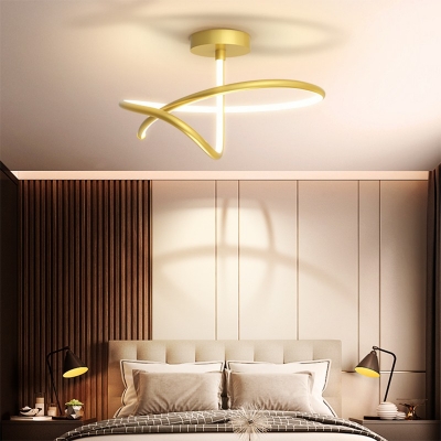 Linear Aluminum Semi-Flushmount Light Modern Crossed Design LED Ceiling Light