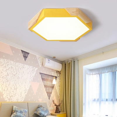 Macaron Minimalism Style Ultra-thin Hexagon Ceiling Light Acrylic LED Living Room Flush Mount Lamp