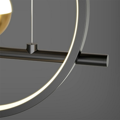 Minimalist Black Linear Island Light Fixture 7-Heads Metal LED Pendant Lamp in 3 Color Light