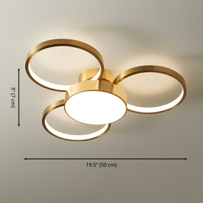 Modern Contracted Semi Flush Mount Copper and Acrylic Shade LED Light for Living Room, 3