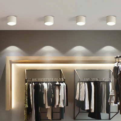 Modern Style Cylinder Flush Mount Light Metal 1 Light Ceiling Light for Clothing Store