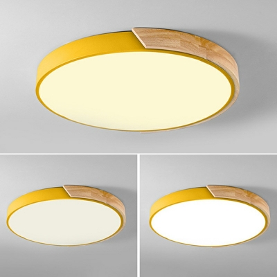 Modern Ultra-thin Macaron Acrylic Flush Mount Light Round LED Ceiling Light for Child Bedroom