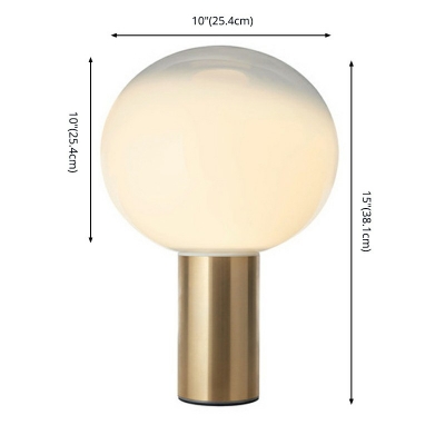 Modernist Single Bulb Nightstand Lamp Gold Task Lighting with Milk Glass Shade