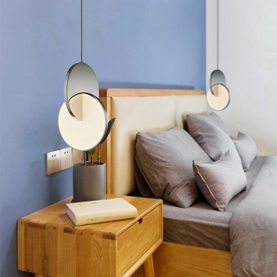 Nordic Style LED Hanging Light Metal Acrylic Mirrored Pendant Light for Bedside