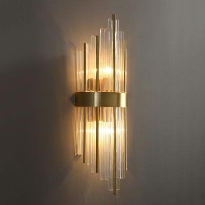Post-modern Style 2-Bulb Copper Wall Sconce Light Crystal Shade LED Wall Lamp for Sleeping Room