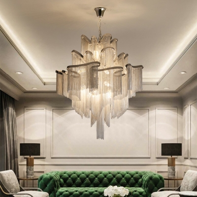 Postmodern Style Hanging Lights Tassel Shape Chandelier for Living Room Hotel Lobby