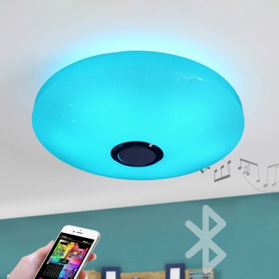 Round Flush Mount Light Contracted Dimmable Acrylic Shade LED Ceiling Light for Living Room, 15