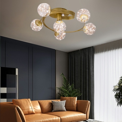 Round Gold Flush Ceiling Light Fixtures 6-Light Modern Style LED Ceiling Flush Light