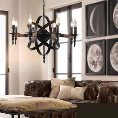 Simple American Style Chandelier 8 Head Industrial Ceiling Chandelier for Cafe