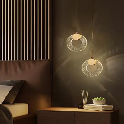 Simplicity Style Ring Shaped Gold Pendant Light Crystal LED Hanging Light for Sleeping Room