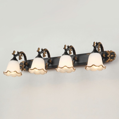 Traditionalism Style Milk Glass Vanity Light Fixture Metal Bell Shape Bathroom Wall Mounted Light