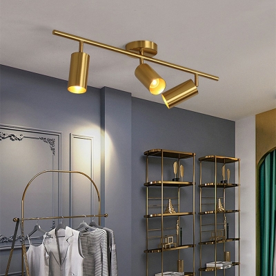 Tubular Metal Ceiling Track Lighting Minimalist Gold Semi Flush Mount Spotlight for Living Room