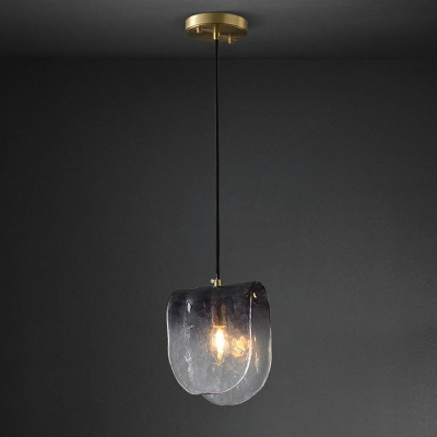 Uniquely Shaped Hanging Light Water Glass Minimalism 1 Light Foyer Pendant Light in Brass