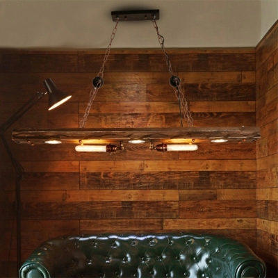 Vintage Nautical Style 5 Lights Chandelier Wood Pendant Light for Coffee Shop Restaurant